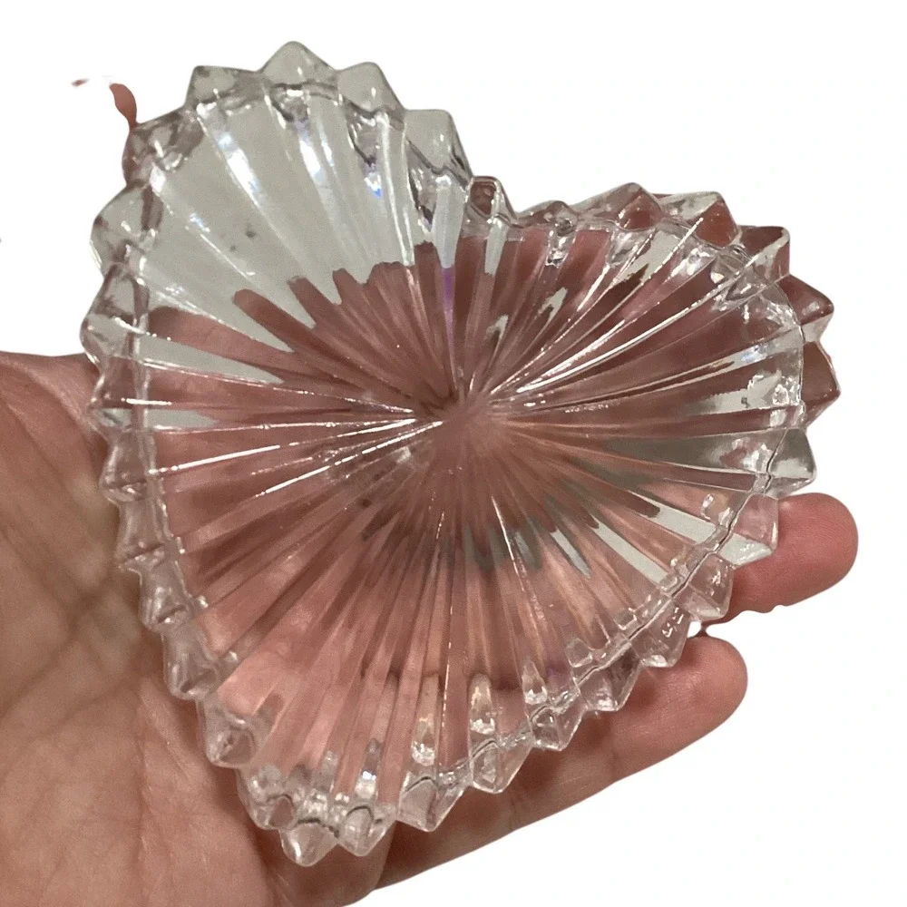 Crystal Heart Trinket Box Love Engraved Gold Tone Lid